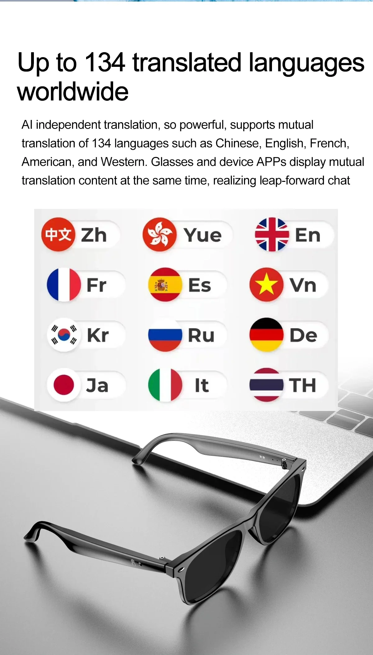 Homesmart Online - W100 Smart Glasses 134 Online Language
