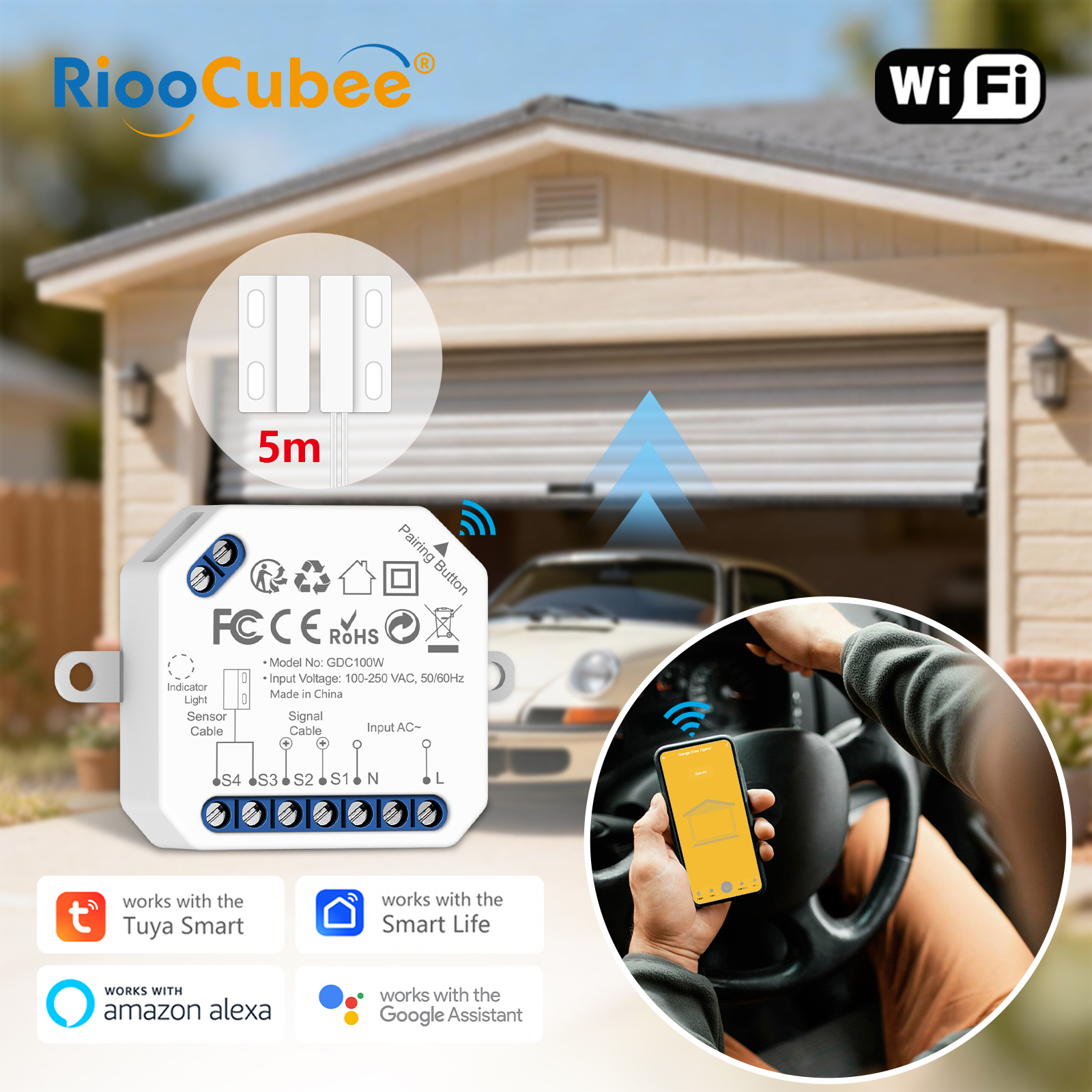Smart Outdoor Plug - RiooCubee Tuya Smart Life Garage Articulated