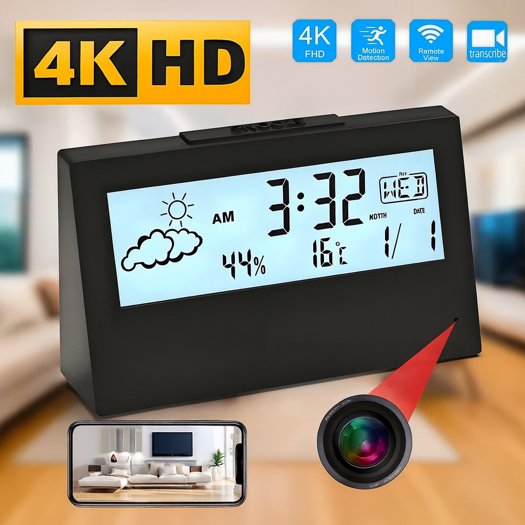 Smart Home For Living - 4K WiFi Clock Camera with Motion
