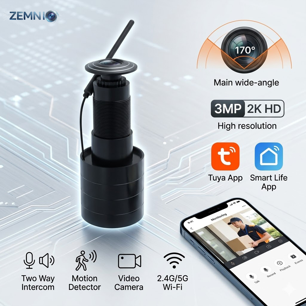 ZEMNIO 2K 3MP Smart Door Peeph - đánh giá và giá Smart Home Video Doorbell