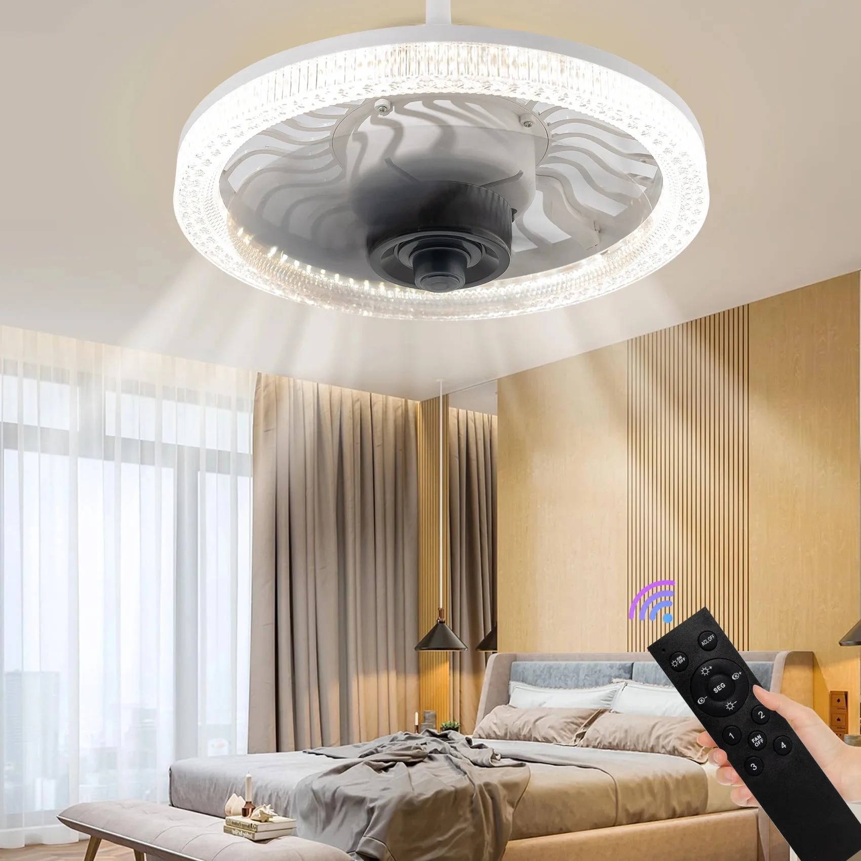 Smart LED Ceiling Fan Light wi - đánh giá và giá Smart Home Living Room