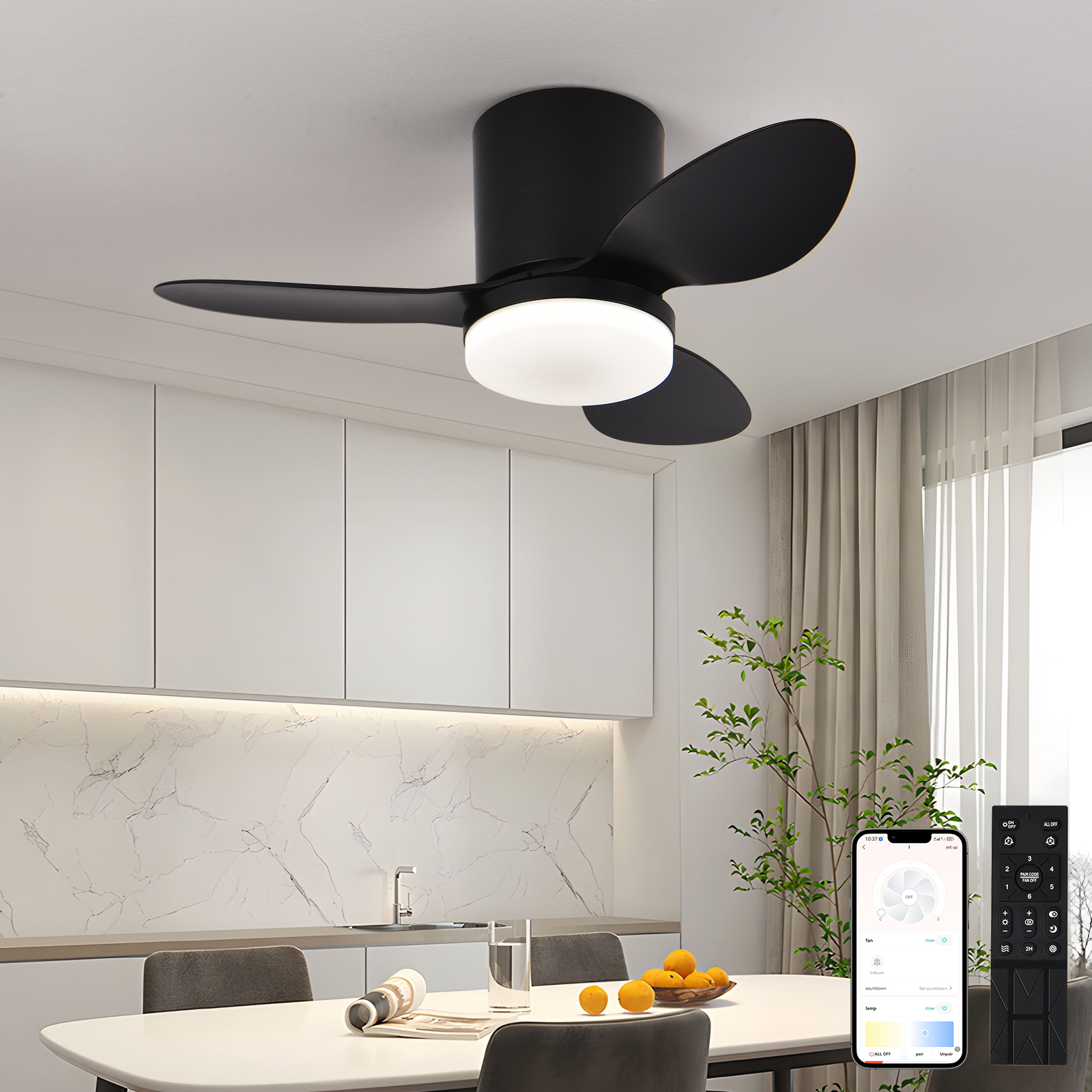 Silent and powerful ceiling fa - đánh giá và giá Smart Home Living Room