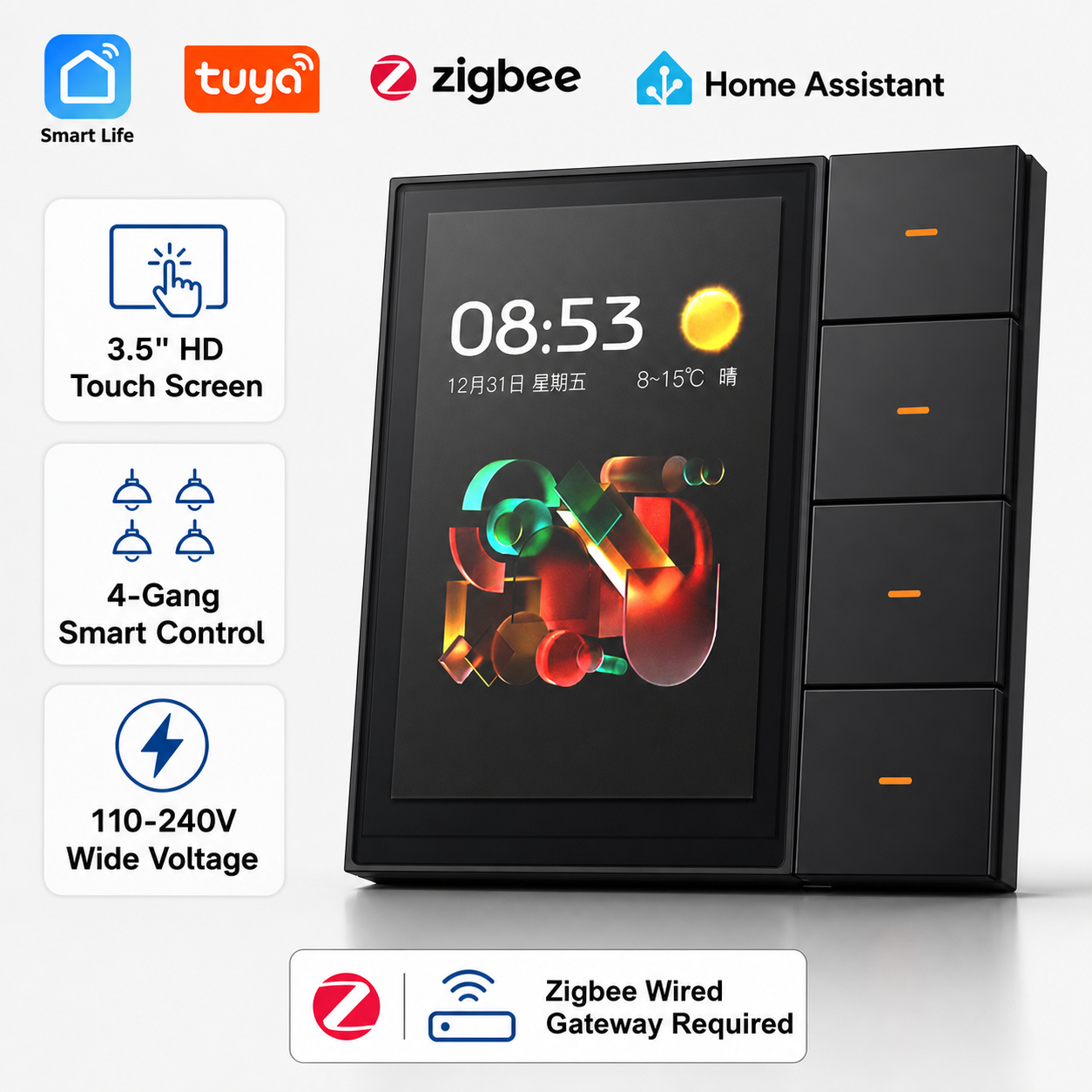 F3-pro Tuya Smart Panel ZigBee - đánh giá và giá Smart Home Control Panel