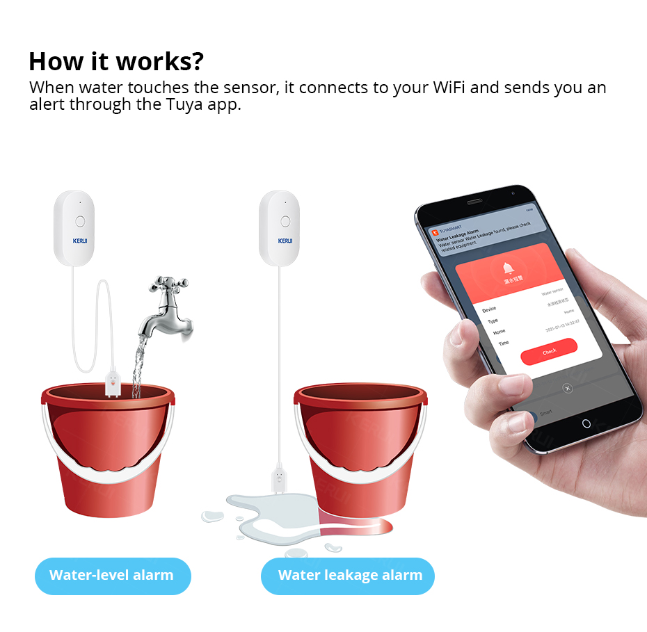 KERUI Smart  WiFi Water Sensor - đánh giá và giá Wifi Water Sensor