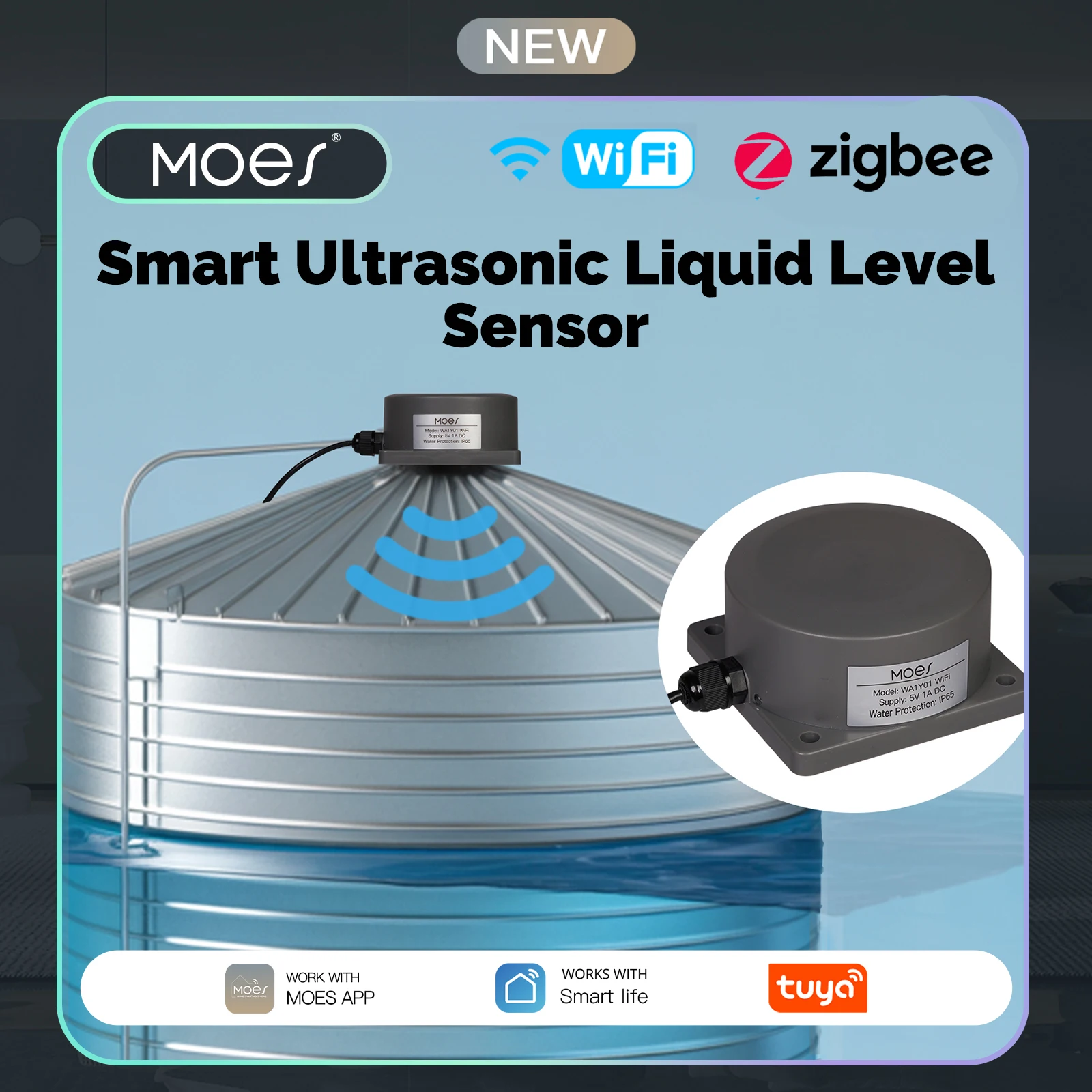 MOES Smart Water Level Detecto - đánh giá và giá Wifi Water Sensor