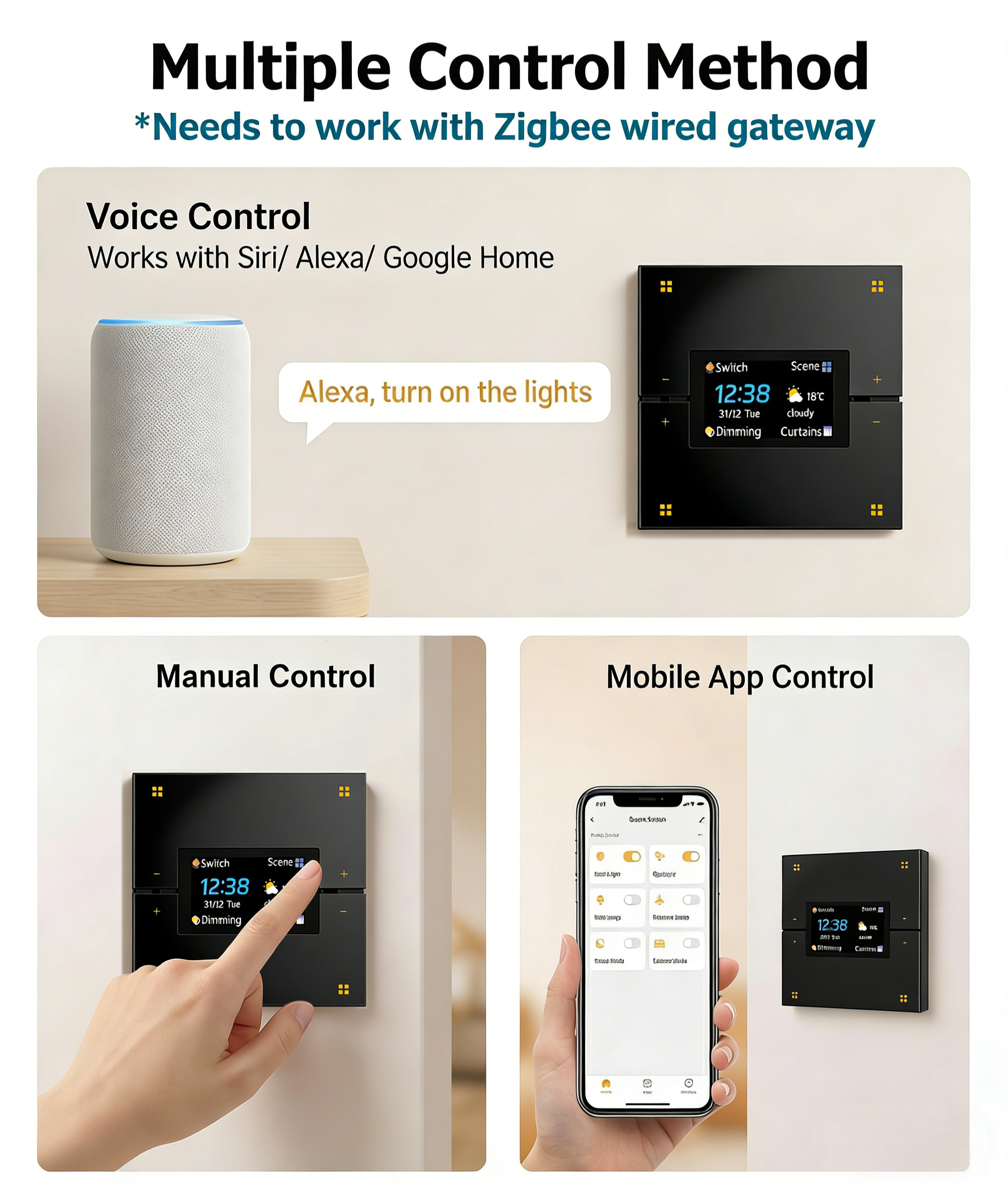 Tuya Smart Wall Switch work Zi - đánh giá và giá Smart Home Display