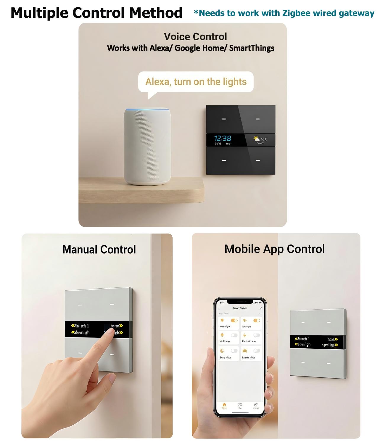 M8 pro Zigbee smart switch pan - đánh giá và giá Smart Home Control Panel